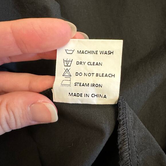 Black Cotton Collared Drop Waist Shirt‎ Dress Women’s S Long Sleeve Ruffle Hem - Picture 4 of 7